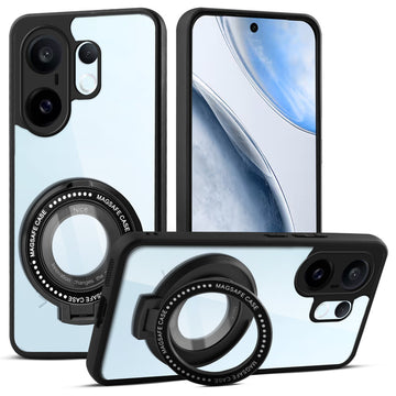 Soft Frame Clear Case Ring Holder Kickstand For Vivo X200 FE 5G