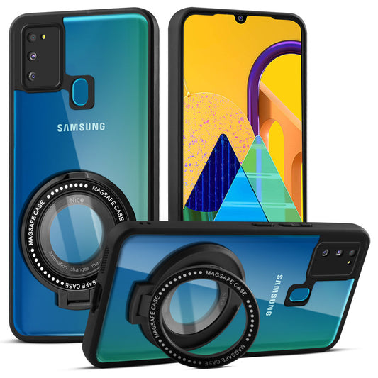 Soft Frame Clear Case Ring Holder Kickstand For Samsung M30s