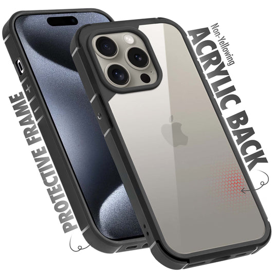 Silicone Border Transparent Back Cover for Apple iPhone 15 Pro