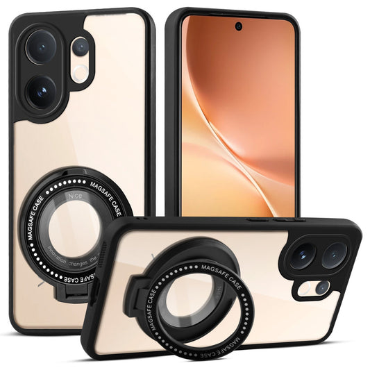 Soft Frame Clear Case Ring Holder Kickstand For Vivo V60 5G