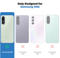 Clear hard back case compatibility guide showing fit for Samsung M56 5G and not compatible with other models