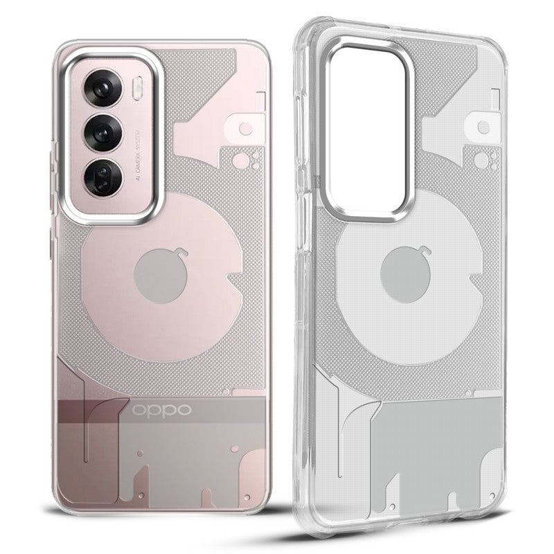 Soft Transparent Slim Fit Frosted Matte Silicone TPU With Silver Ring Camera Protection Back Cover for Oppo Reno 12 Pro 5G