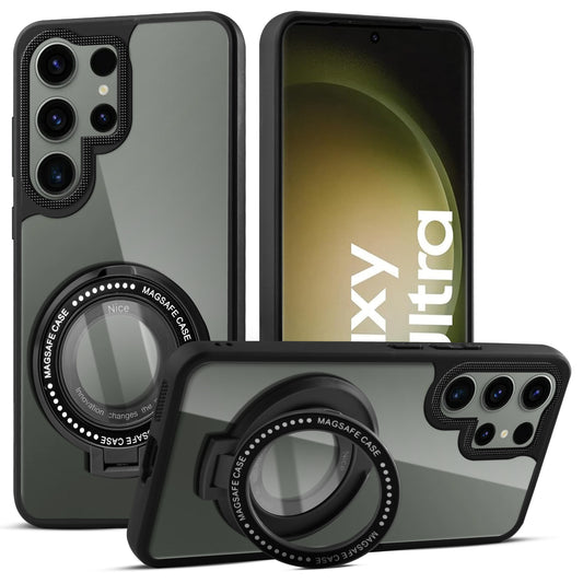 Soft Frame Clear Case Ring Holder Kickstand Case For Samsung S23 Ultra 5G