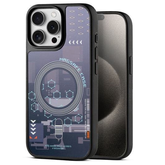 Silicone Textured Frame Printed Hard Back Case For Apple iPhone 15 Pro Max With Raised Camera Bumper