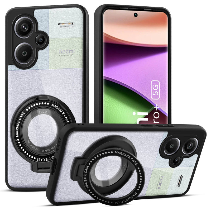 Soft Frame Clear Case Ring Holder Kickstand For Redmi Note 13 Pro Plus 5G