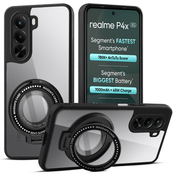 Soft Frame Clear Case Ring Holder Kickstand For Realme P4x 5G