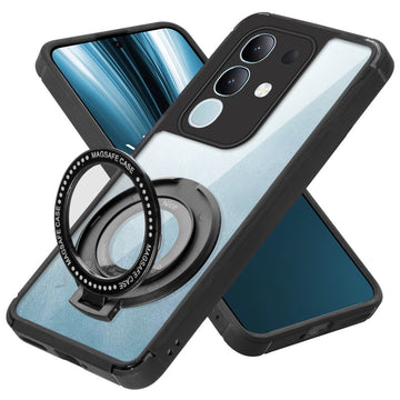 Silicone Grip Clear Case Ring Holder Kickstand For Vivo T4x 5G