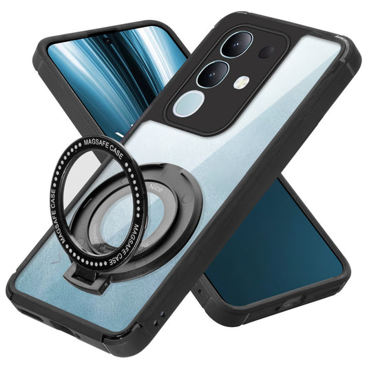 Silicone Grip Clear Case Ring Holder Kickstand For Vivo T4x 5G