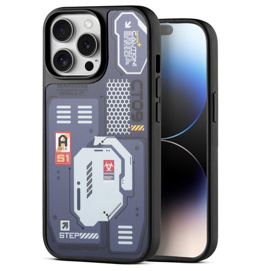 Silicone Textured Frame Printed Hard Back Case For Apple iPhone 14 Pro With Raised Camera Bumper