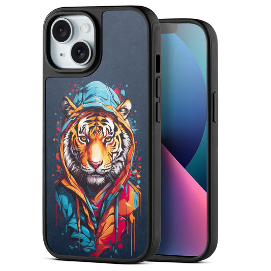 Silicone Textured Frame Printed Hard Back Case For Apple iPhone 13 With Raised Camera Bumper