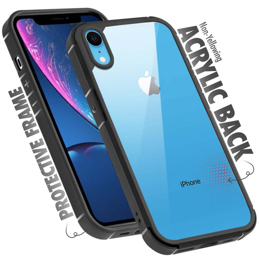 Silicone Frame Transparent Hard Back Cover for Apple iPhone XR
