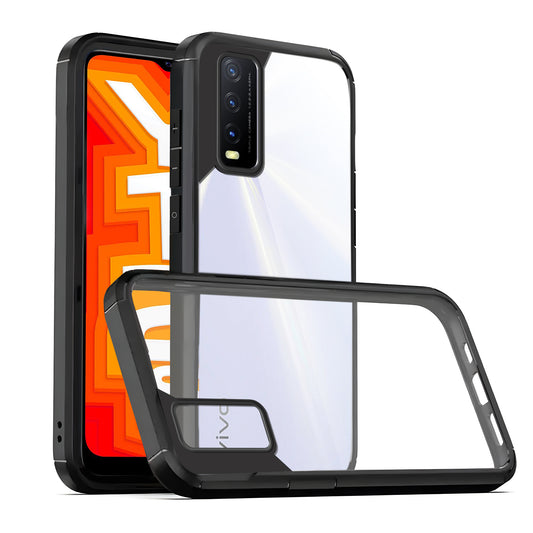 Silicone Frame Transparent Hard Back Cover for Vivo Y12s