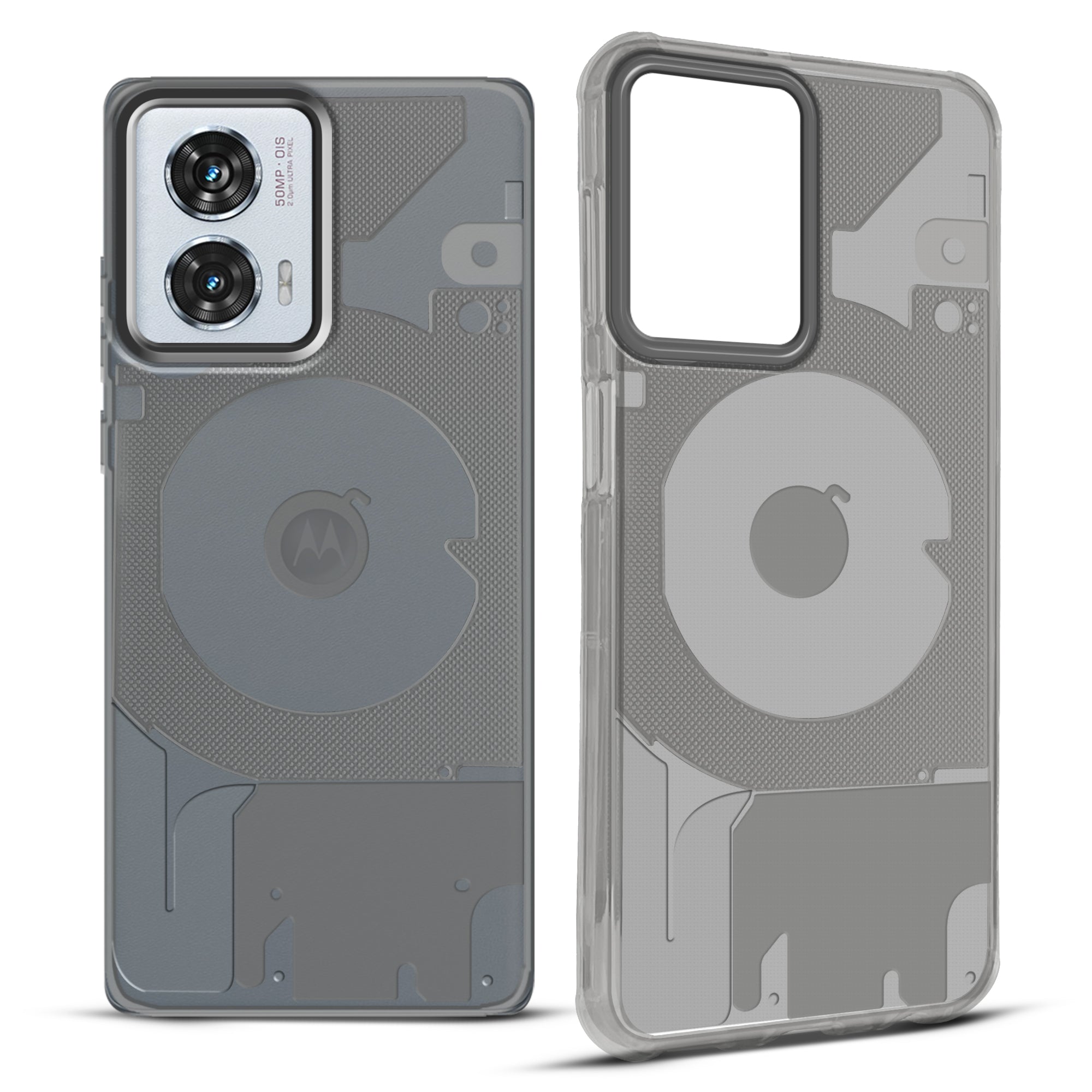 Soft Transparent Slim Fit Frosted Matte Silicone TPU With Matte Ring Camera Protection Back Cover for Motorola Edge 50 Fusion
