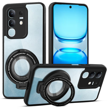 Soft Frame Clear Case Ring Holder Kickstand For iQOO Z10x 5G