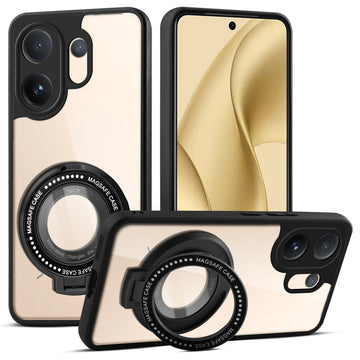 Soft Frame Clear Case Ring Holder Kickstand For Vivo V60e 5G