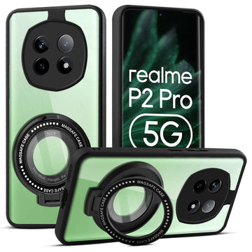 Soft Frame Clear Case Ring Holder Kickstand For Realme P2 Pro 5G