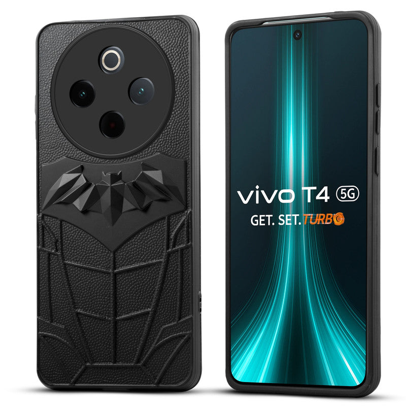 Textured Comic Hero Back Cover for Vivo T4 5G , Soft Silicone Back Case with Shiny Bat Design & Raised Camera Edges