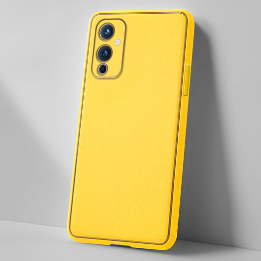 Electroplated Frame Leather Back Cover for OnePlus 9