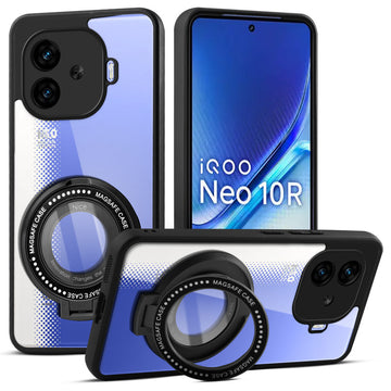 Soft Frame Clear Case Ring Holder Kickstand For iQOO Neo 10R 5G