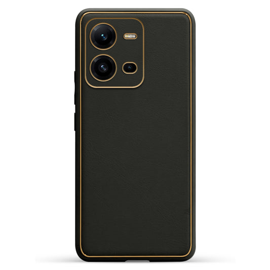 Electroplated Frame Leather Back Cover for Vivo V25 5G