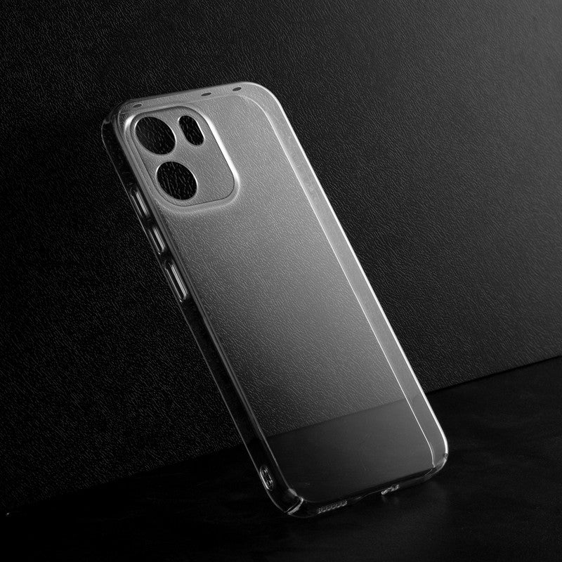 Crystal clear anti-yellow hard back case for OnePlus Nord CE 6 5G placed on surface showing slim profile and precise camera cutouts