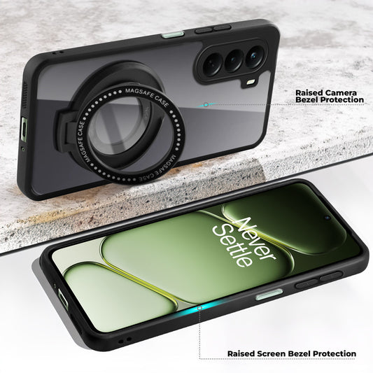 Transparent Back Cover with Silicone frame Matte Ring Holder Kickstand Case For OnePlus Nord CE 6 Lite 5G