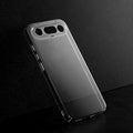 Crystal clear anti-yellow hard back case for Vivo X300 FE 5G placed on surface showing slim profile and precise camera cutouts