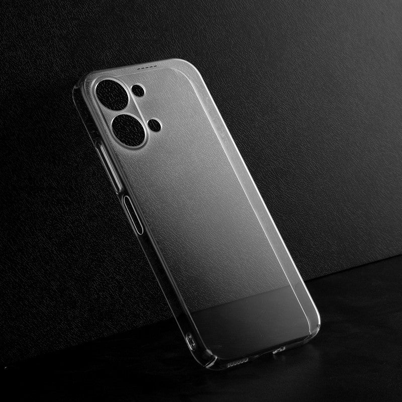 Crystal clear anti-yellow hard back case for Vivo Y11 5G placed on surface showing slim profile and precise camera cutouts
