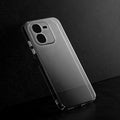 Crystal clear anti-yellow hard back case for iQOO Z9x 5G placed on surface showing slim profile and precise camera cutouts