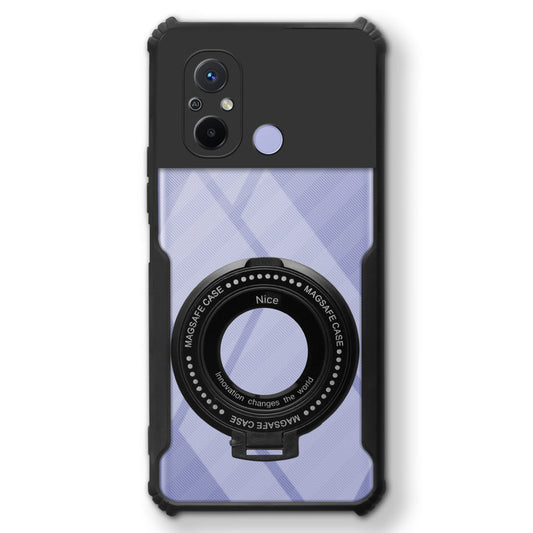 Premium Acrylic Transparent Case with Matte Ring Holder Kickstand Back Cover for Redmi 12C