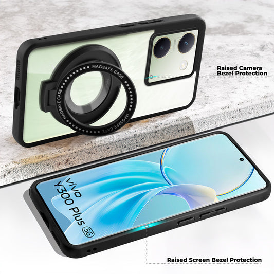Soft Frame Clear Case Ring Holder Kickstand For Vivo Y300 Plus 5G