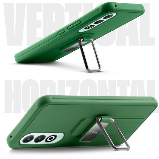 Premium Silicone Case with Metal Kickstand and Camera Protection Back Cover For OnePlus Nord CE 4 5G
