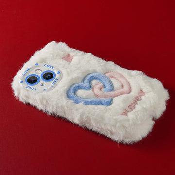 Fluffy Fur Heart Back Cover for Apple iPhone 14