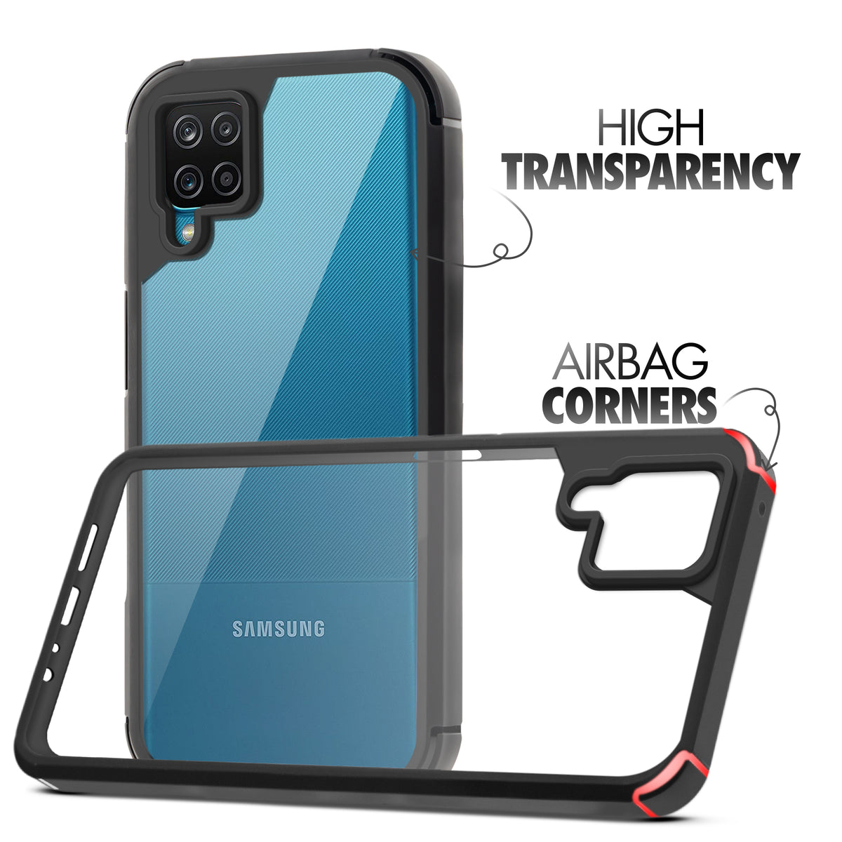 Silicone Border Transparent Back Cover for Samsung A12