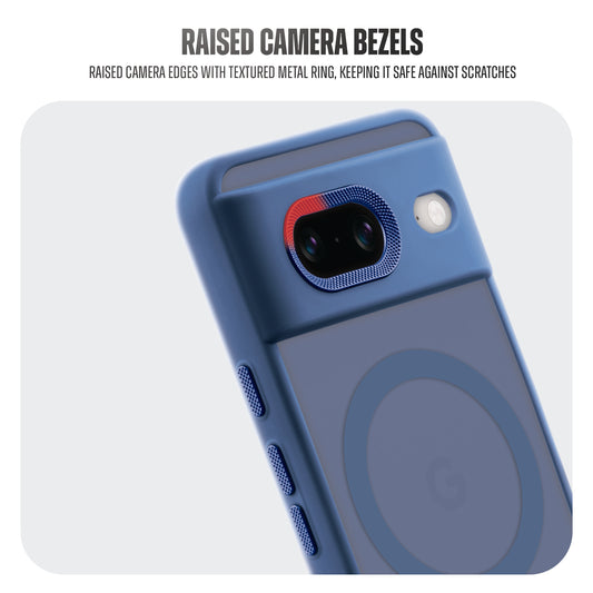Textured Metal Ring Camera With Magsafe Compatible Smoky Back Case For Google Pixel 8
