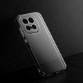 Crystal clear anti-yellow hard back case for iQOO 15 5G placed on surface showing slim profile and precise camera cutouts