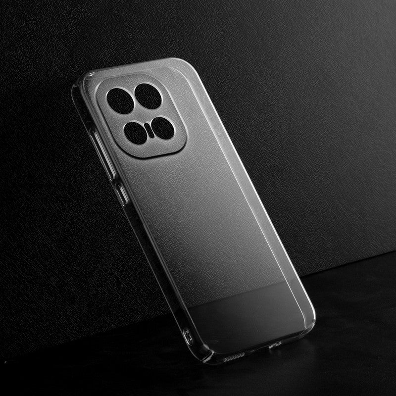 Crystal clear anti-yellow hard back case for iQOO 15 5G placed on surface showing slim profile and precise camera cutouts