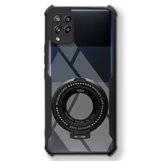 Premium Acrylic Transparent Case with Matte Ring Holder Kickstand Back Cover for Samsung A42 5G