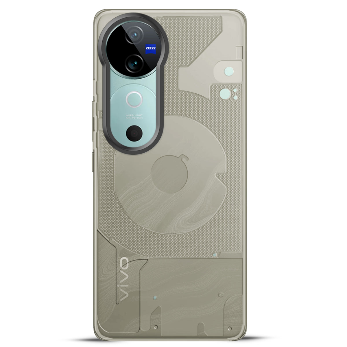 Soft Transparent Slim Fit Frosted Matte Silicone TPU With Grey Matte Ring Camera Protection Back Cover for Vivo V40 5G
