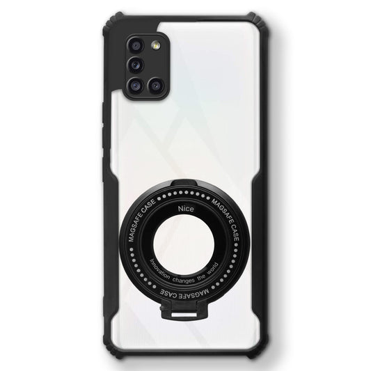 Premium Acrylic Transparent Case with Matte Ring Holder Kickstand Back Cover for Samsung A31