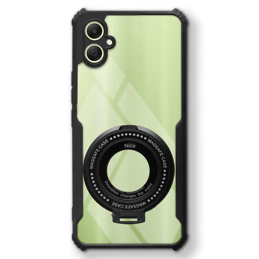 Premium Acrylic Transparent Case with Matte Ring Holder Kickstand Back Cover for Samsung A05