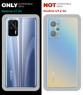 Clear hard back case compatibility guide showing fit for Realme GT 5G and not compatible with other models