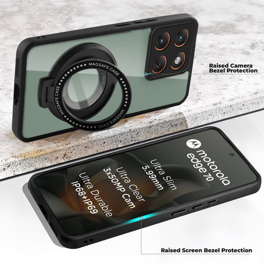 Soft Frame Clear Case Ring Holder Kickstand For Motorola Moto Edge 70 5G