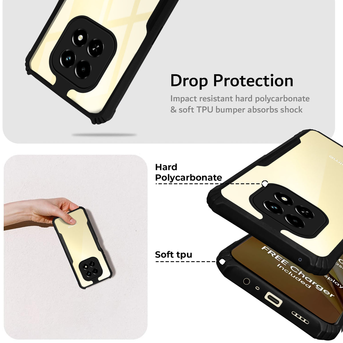 Premium Acrylic Transparent Back Cover for  Realme C63 5G