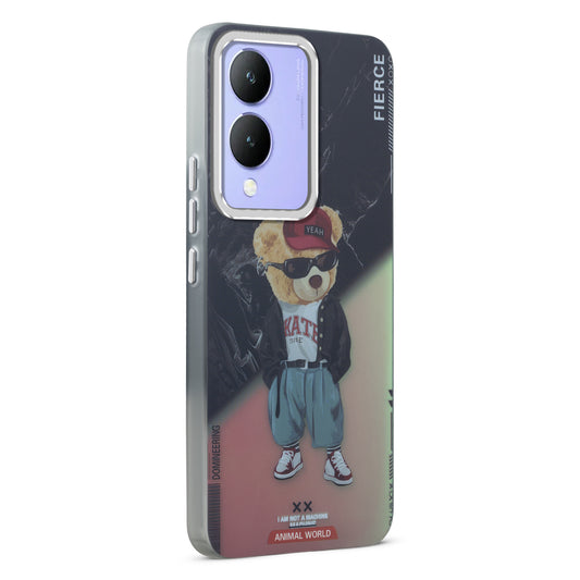 Night Glow & Shiny Hard Phone Cover with Silver Camera Ring For Vivo Y17s