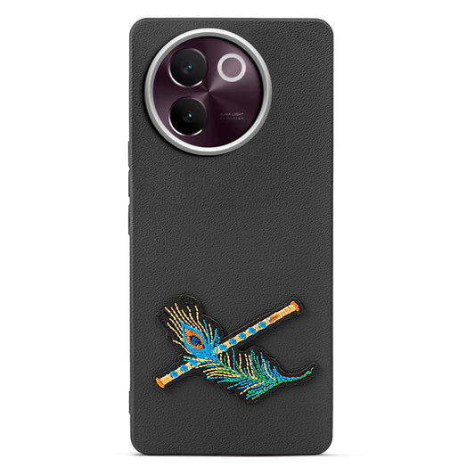 Sleek Textured Silicone Case for Vivo V30e 5G Featuring Divine Embroidery on the Back