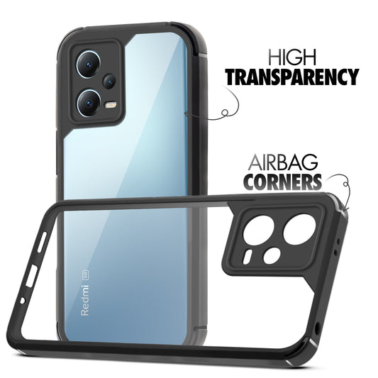 Silicone Frame Transparent Hard Back Cover for Redmi Note 12 5G