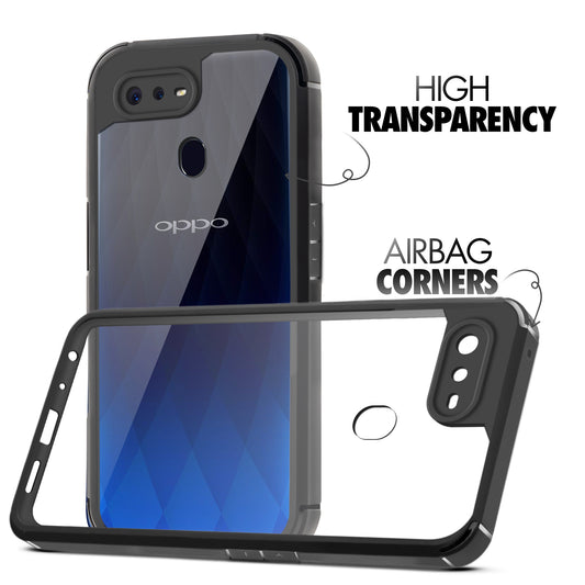 Silicone Frame Transparent Hard Back Cover for Oppo F9
