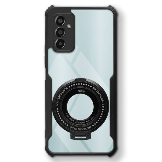 Premium Acrylic Transparent Case with Matte Ring Holder Kickstand Back Cover for Samsung F13 5G