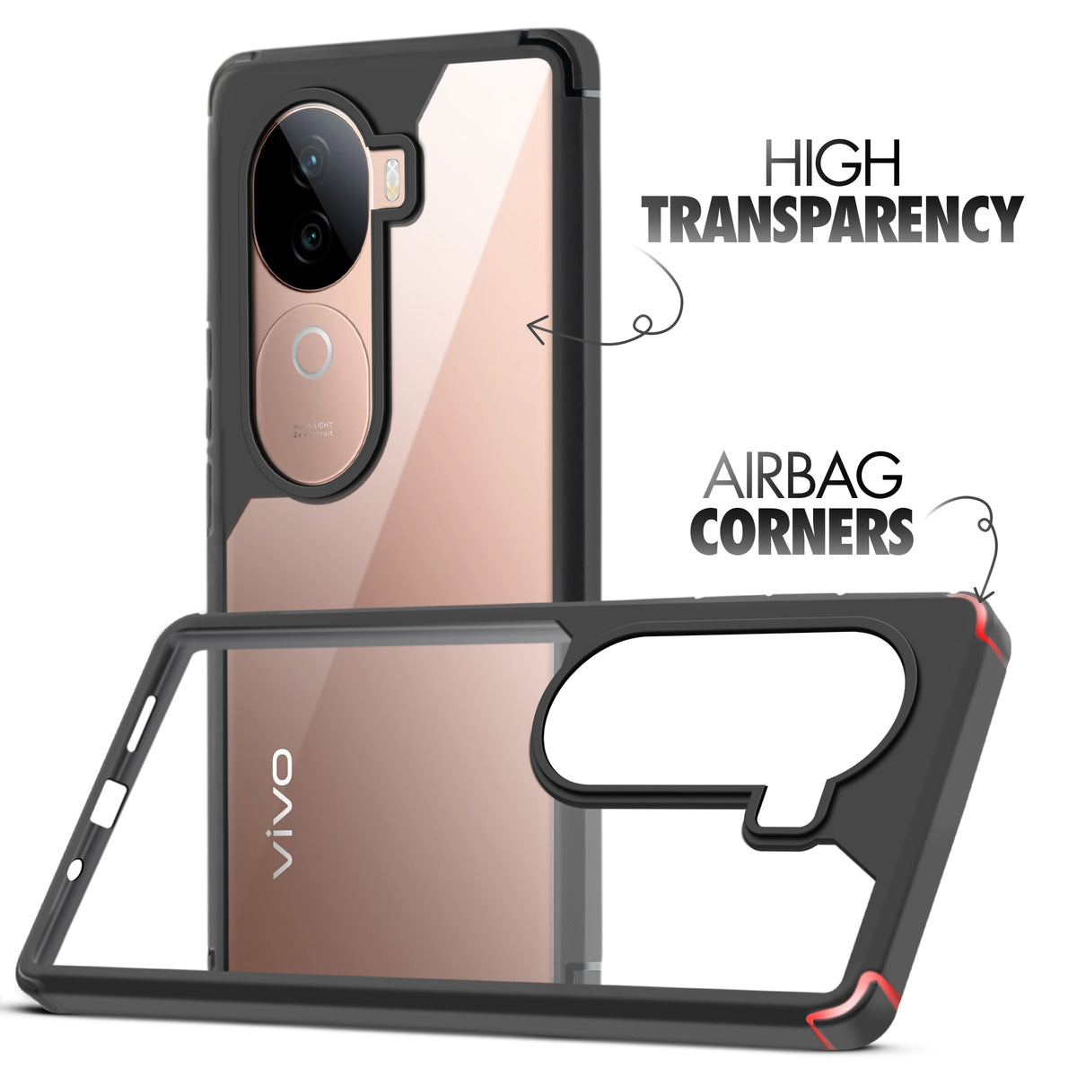 Silicone Border Transparent Back Cover for Vivo V40e 5G